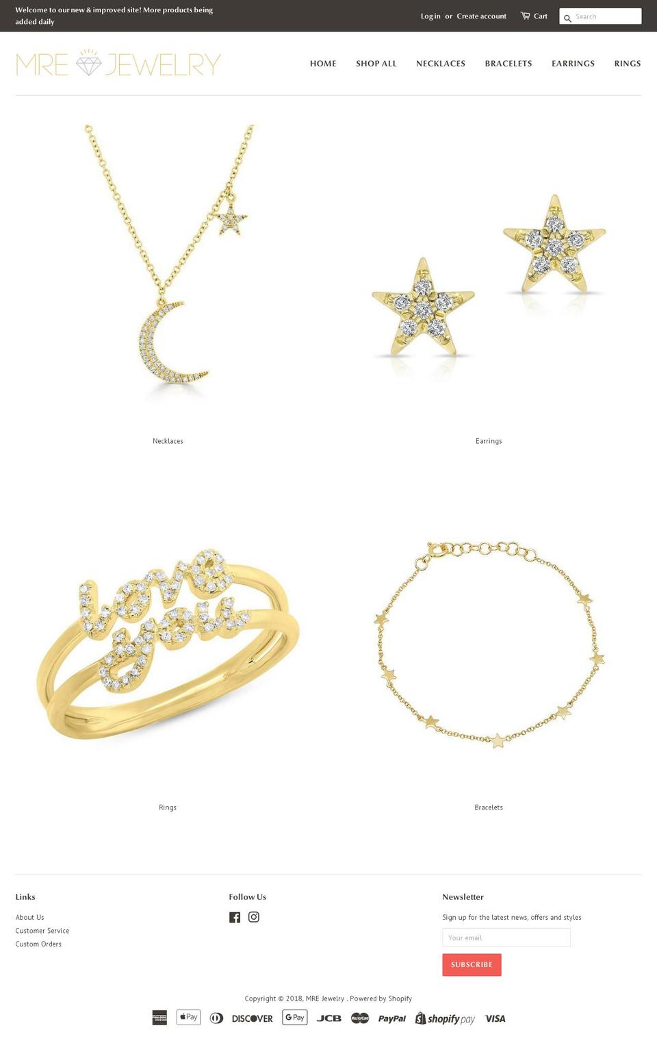 mrejewelry.com — Shopify storefront screenshot