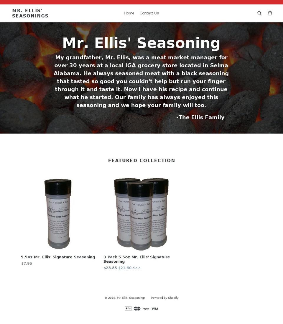 mrellisseasoning.com — Shopify storefront screenshot