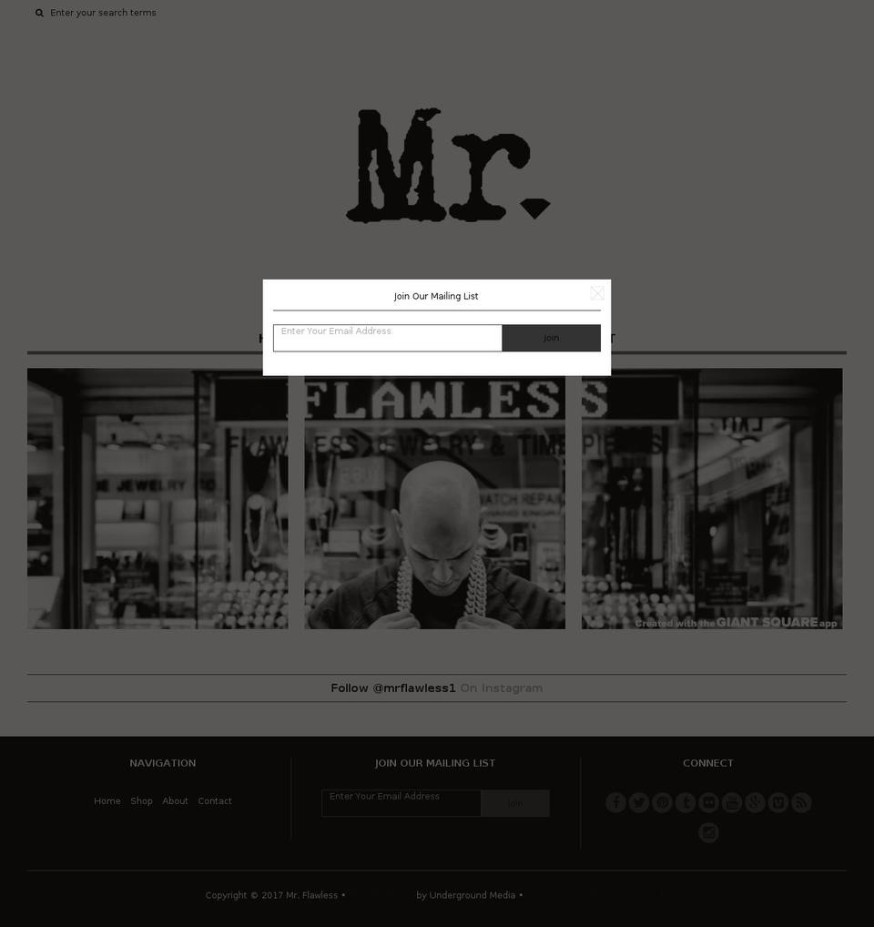 Debut Shopify theme site example mrflawless.com