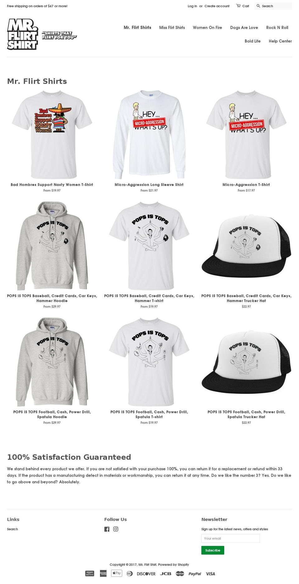 mrflirtshirt.com shopify website screenshot