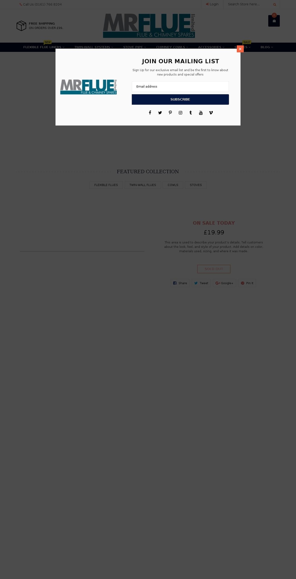 mrflue.com — Shopify storefront screenshot