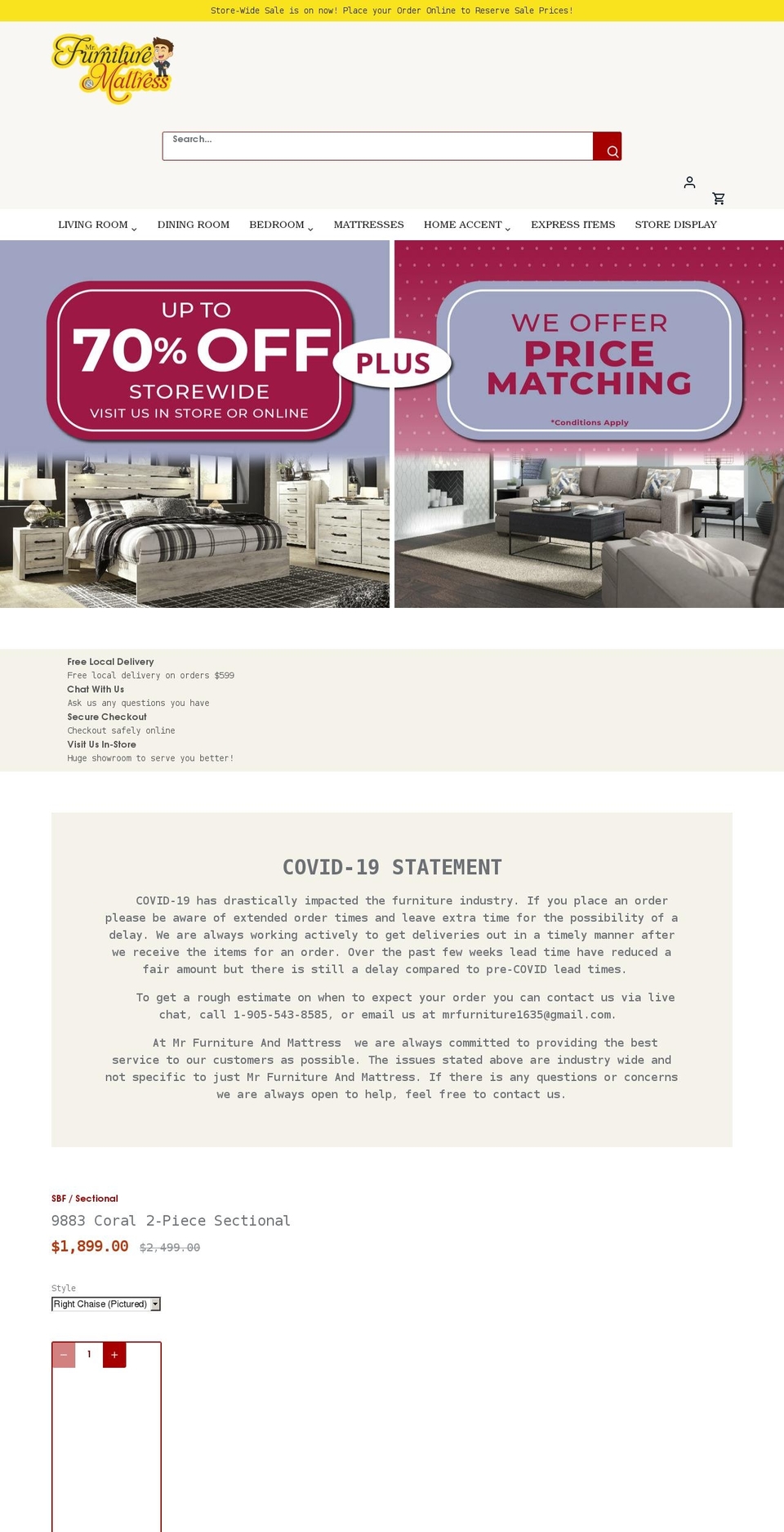 mrfurniture.ca shopify website screenshot