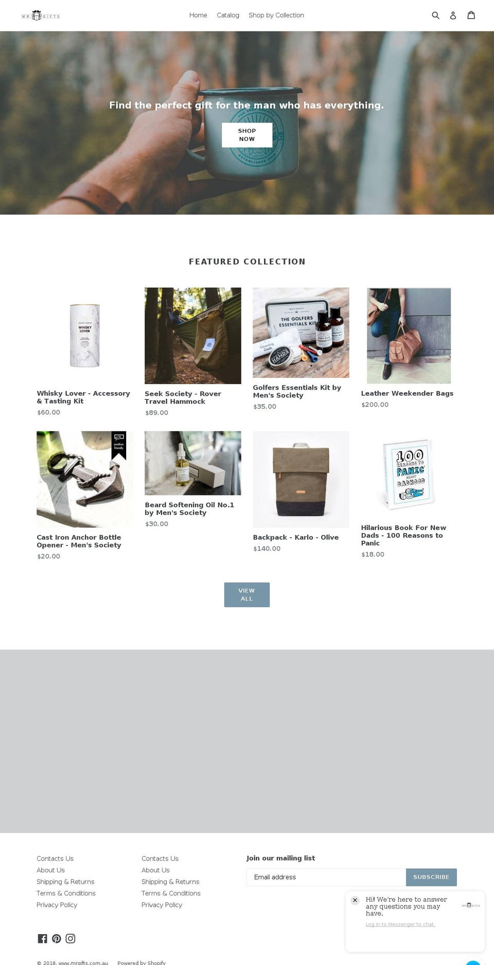 mrgifts.com.au shopify website screenshot