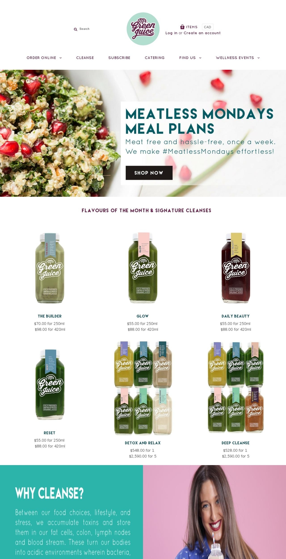 mrgreenjuice.com shopify website screenshot