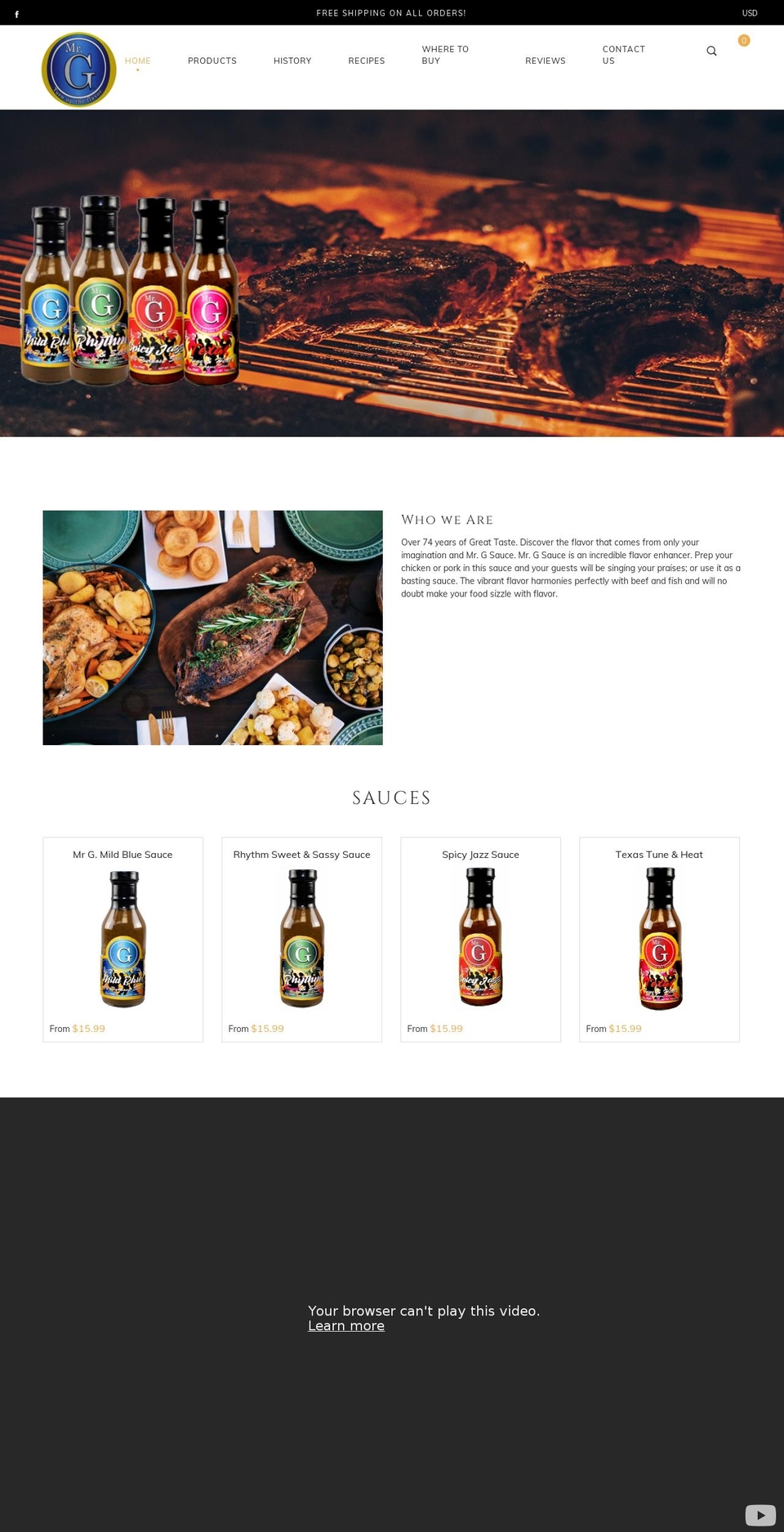 mrgsauce.com shopify website screenshot