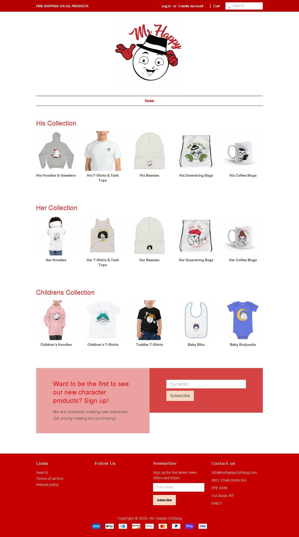 mrhappyclothing.com shopify website screenshot