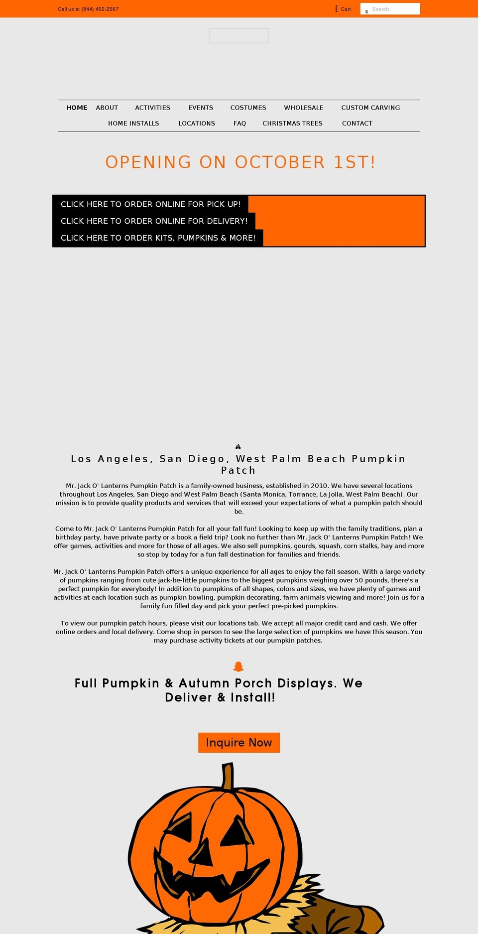 mrjackolanternspumpkins.com shopify website screenshot