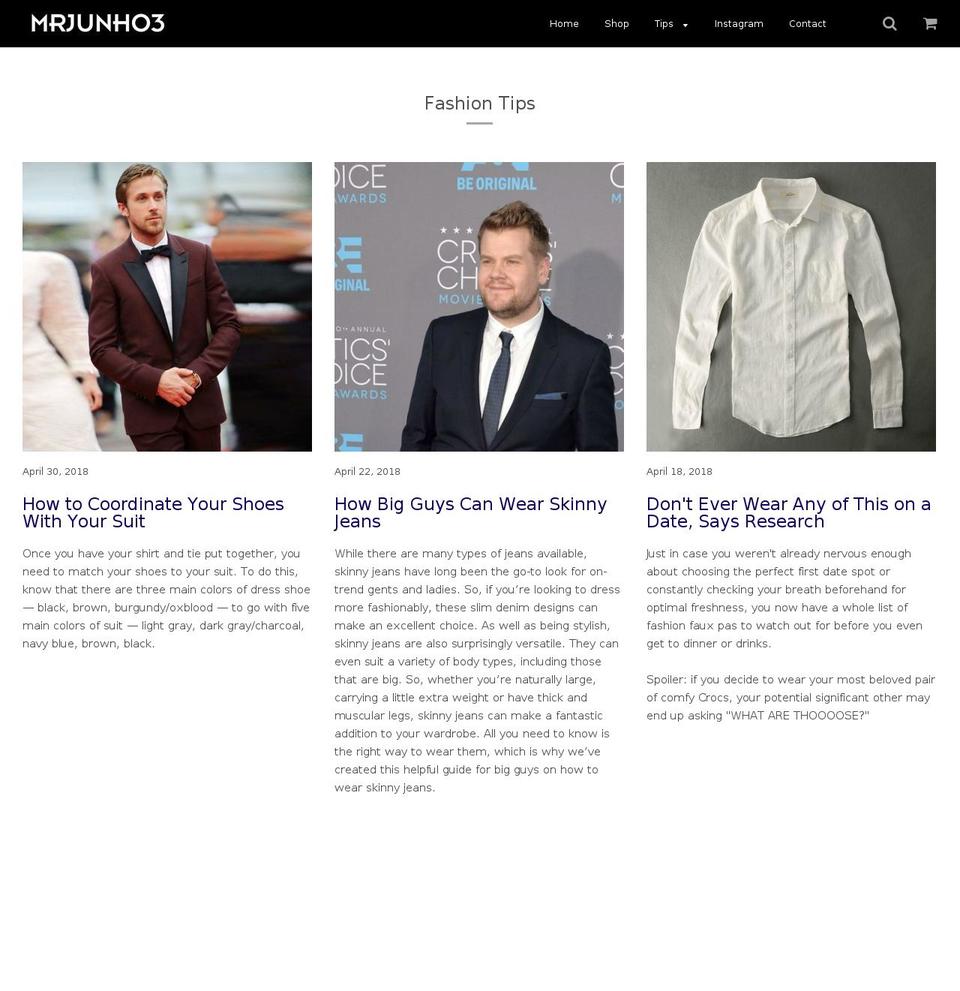 mrjunho3.com shopify website screenshot