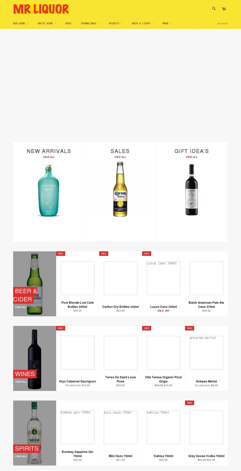 mrliquor.com.au shopify website screenshot