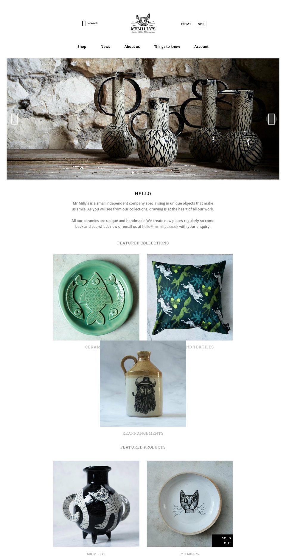 mrmillys.co.uk shopify website screenshot