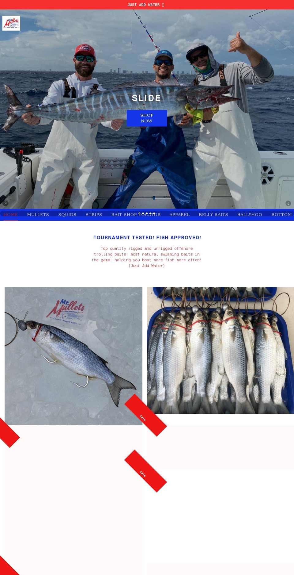 mrmulletsbaits.com shopify website screenshot