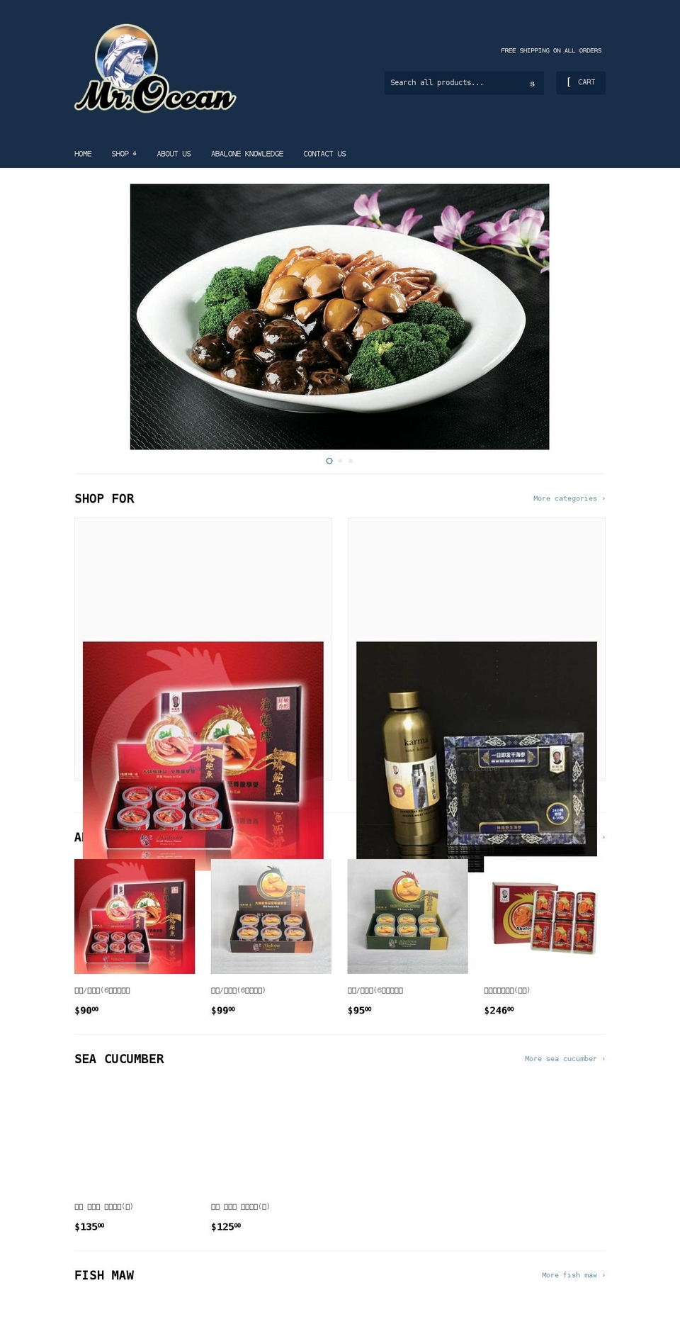 mroceanseafood.com shopify website screenshot