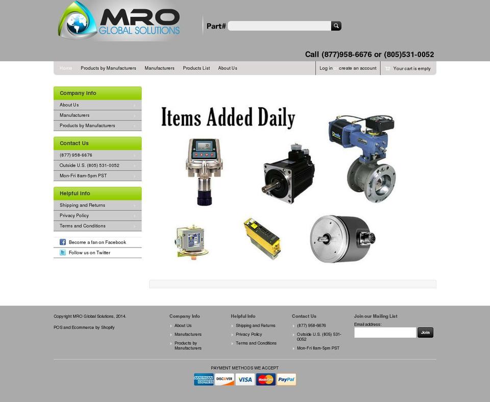 MROglobal Shopify theme site example mroglobal.net