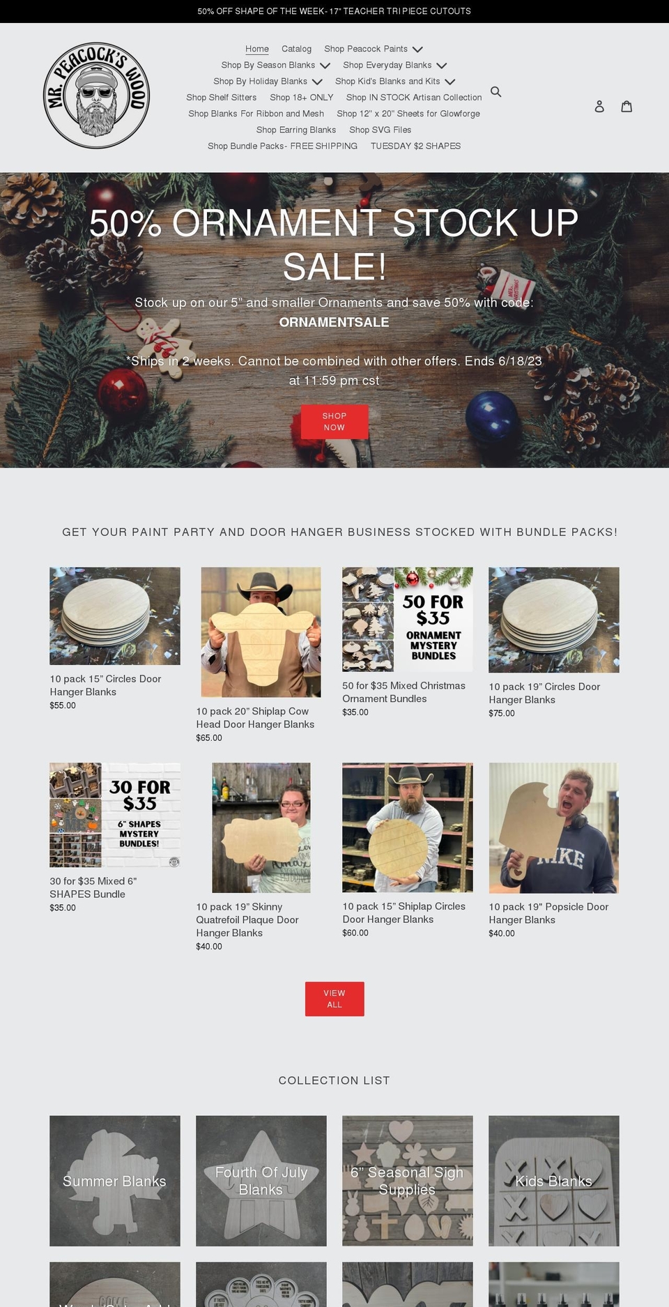 mrpeacockswood.com shopify website screenshot