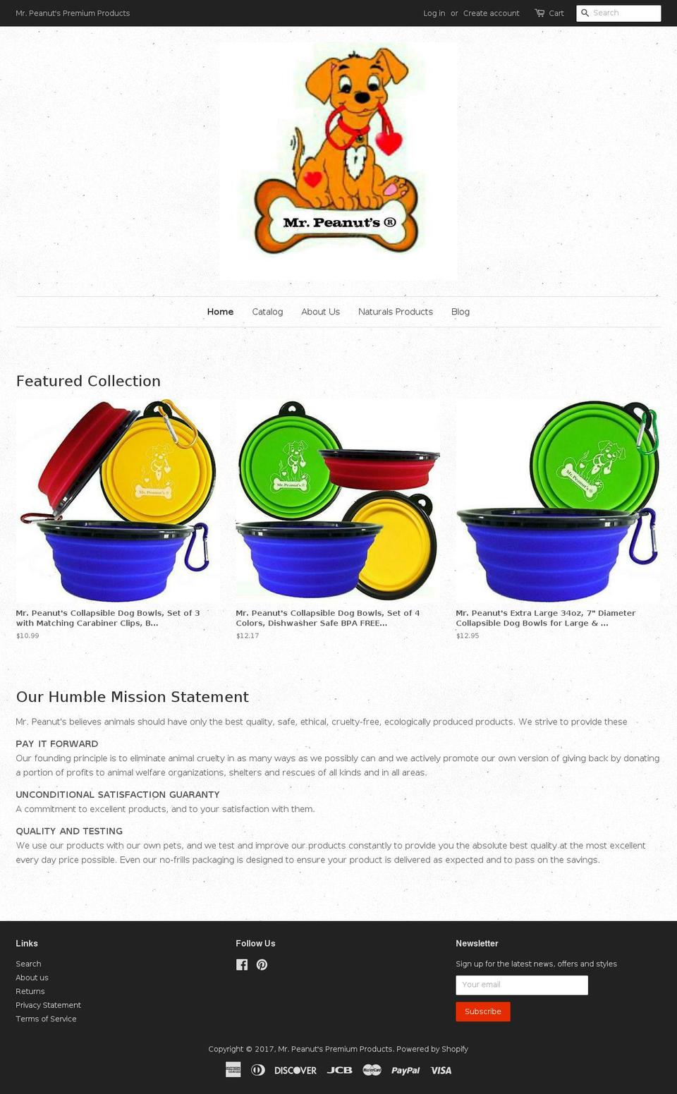 mrpeanutspremiumproducts.com shopify website screenshot