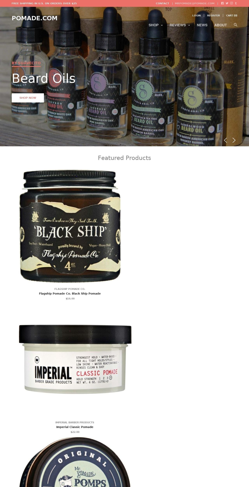 mrpomade.com shopify website screenshot
