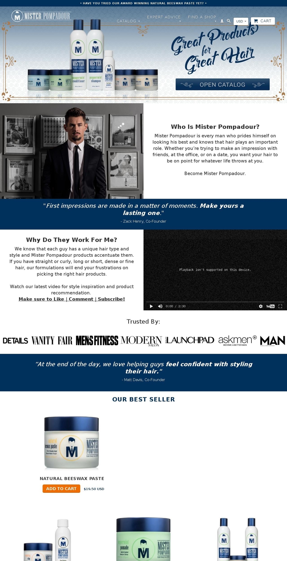 mrpompadour.com shopify website screenshot