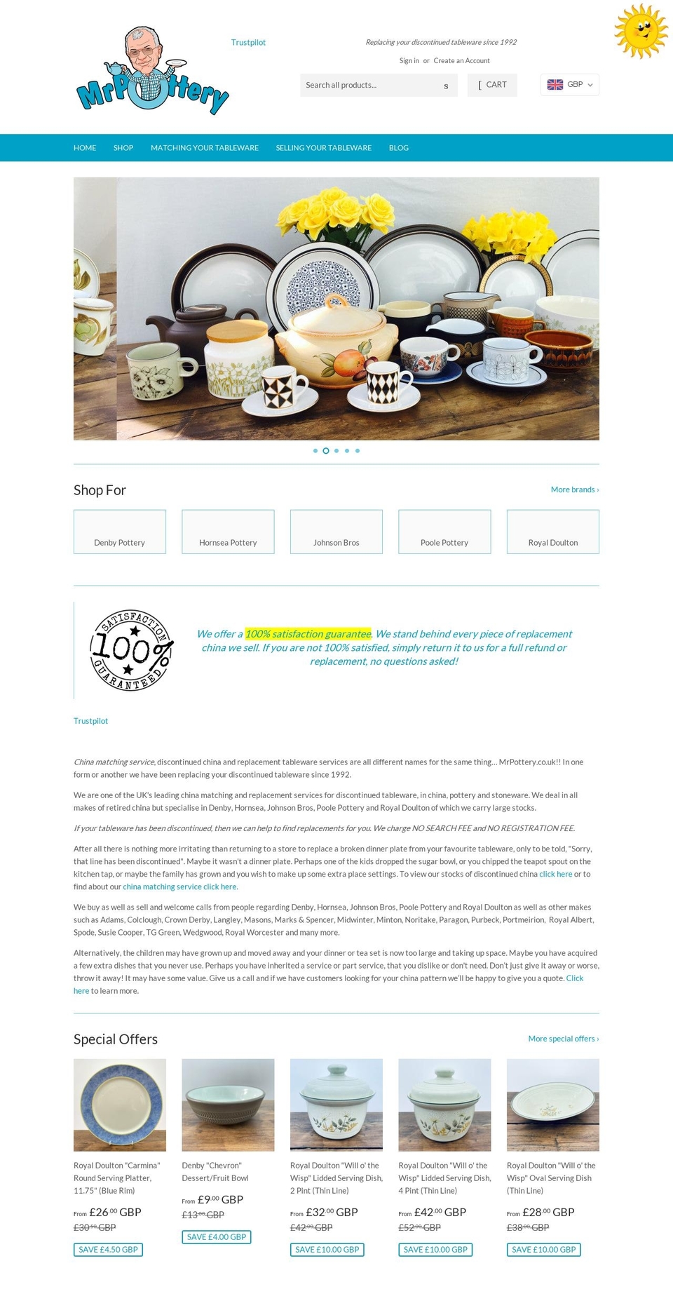 mrpottery.co.uk shopify website screenshot