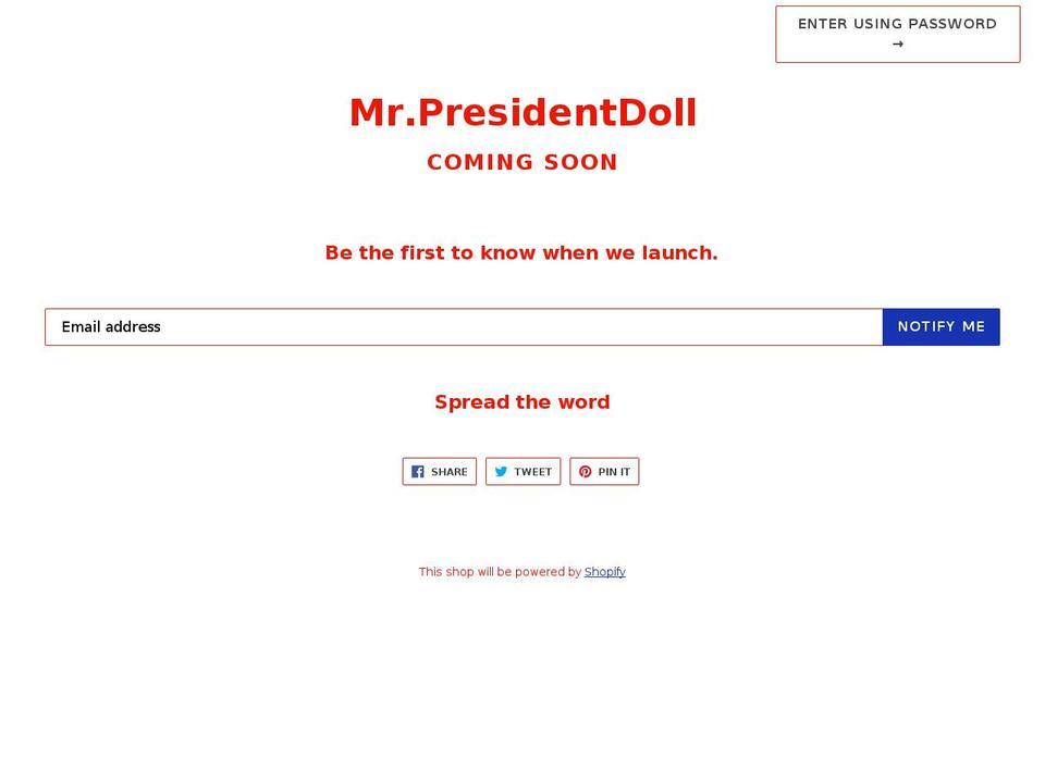 mrpresidentdoll.com — Shopify storefront screenshot