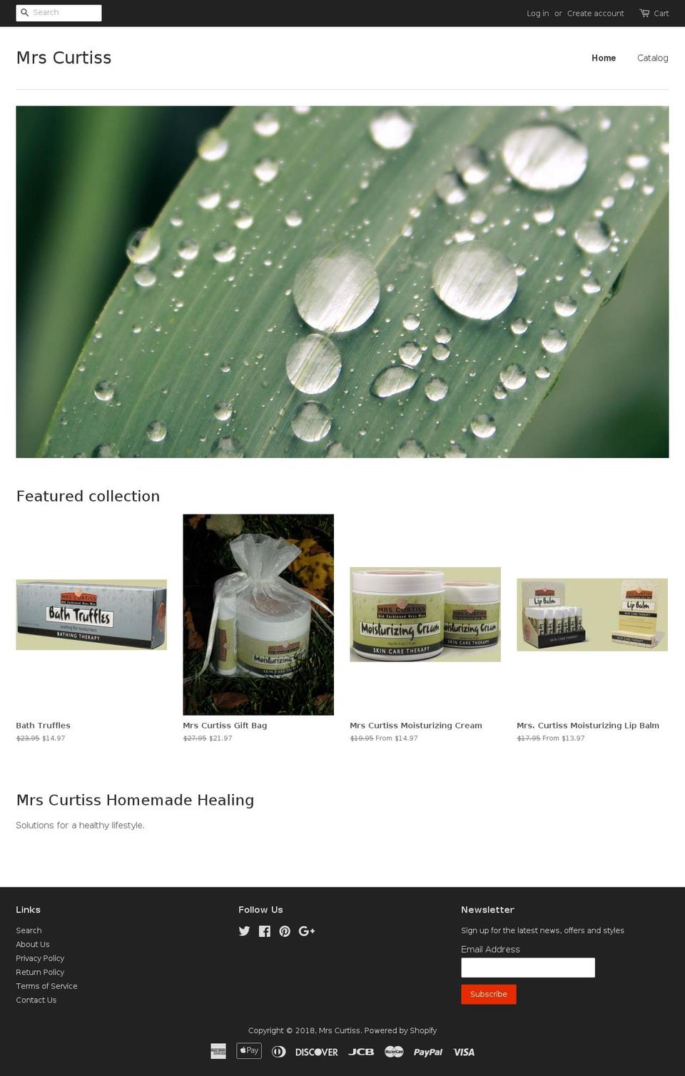 mrs-curtiss.com — Shopify storefront screenshot