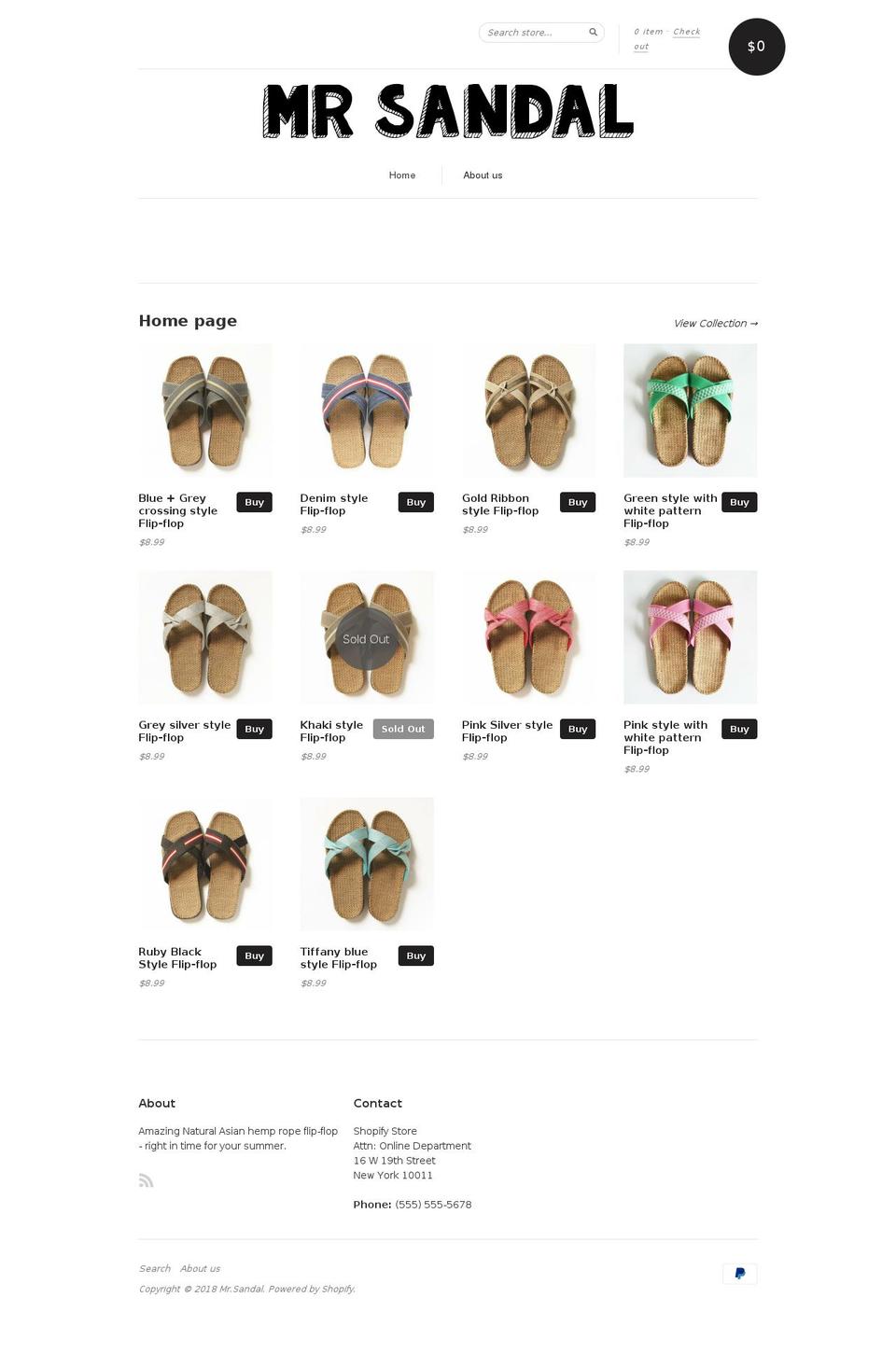 mrsandal.com — Shopify storefront screenshot
