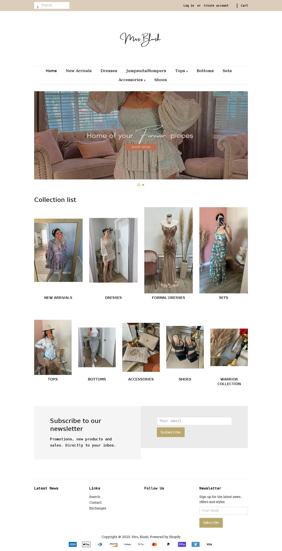 mrsblush.com shopify website screenshot