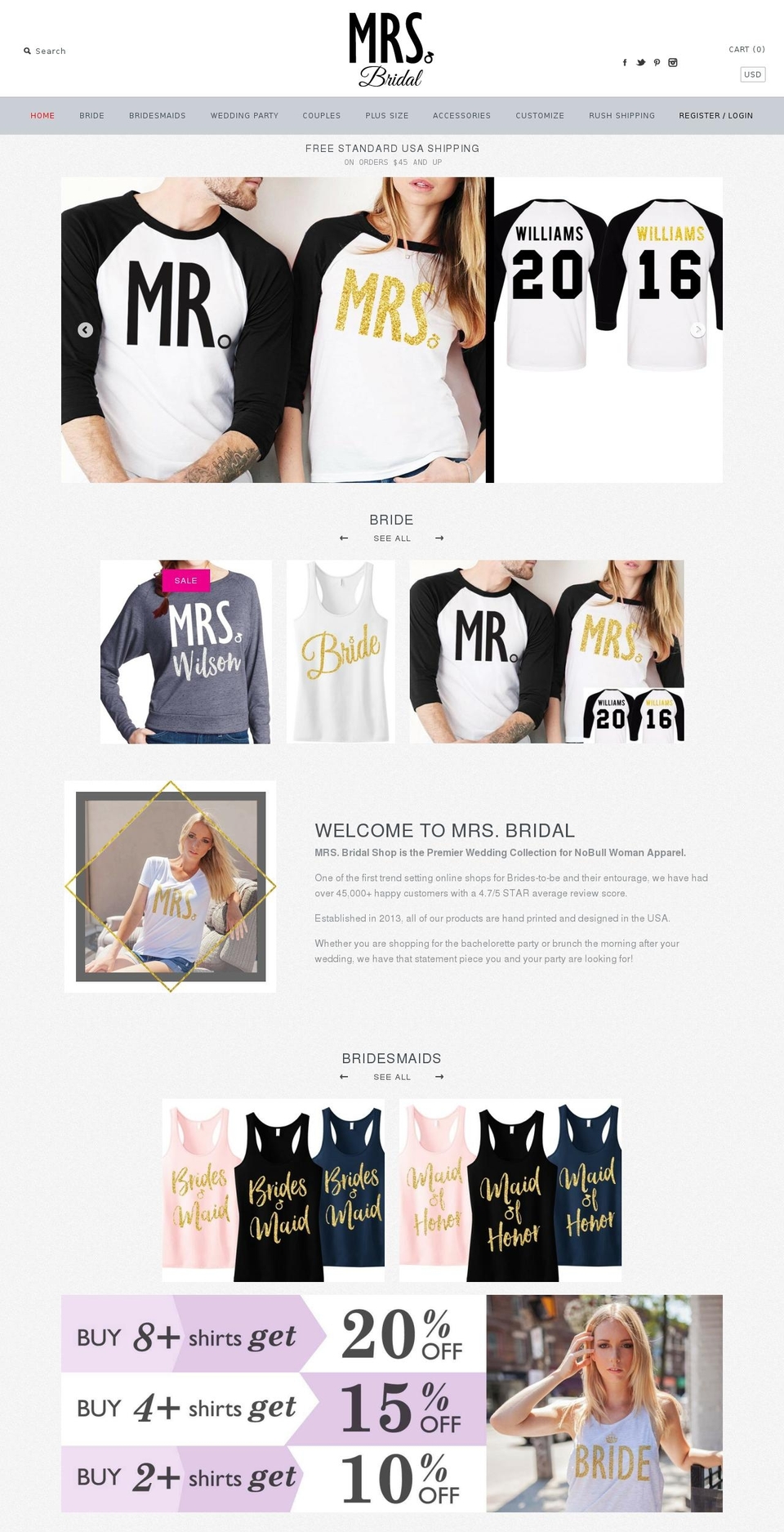 mrsbridalshop.com shopify website screenshot
