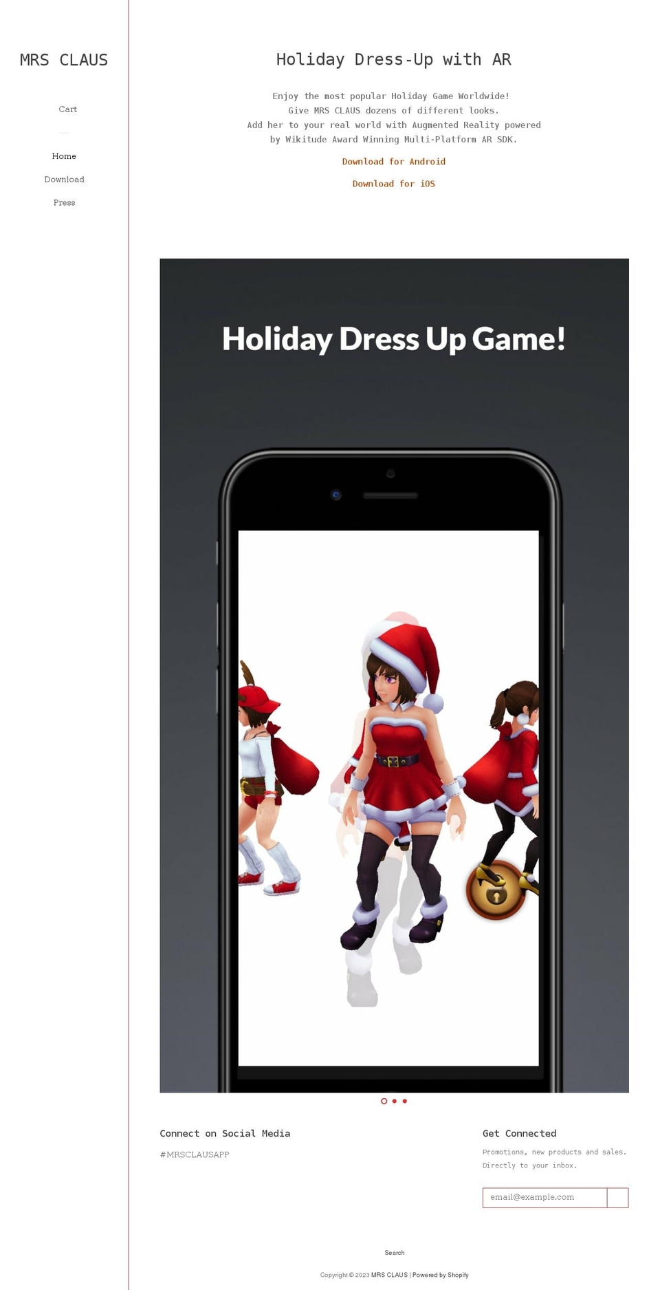 mrsclausapp.com shopify website screenshot
