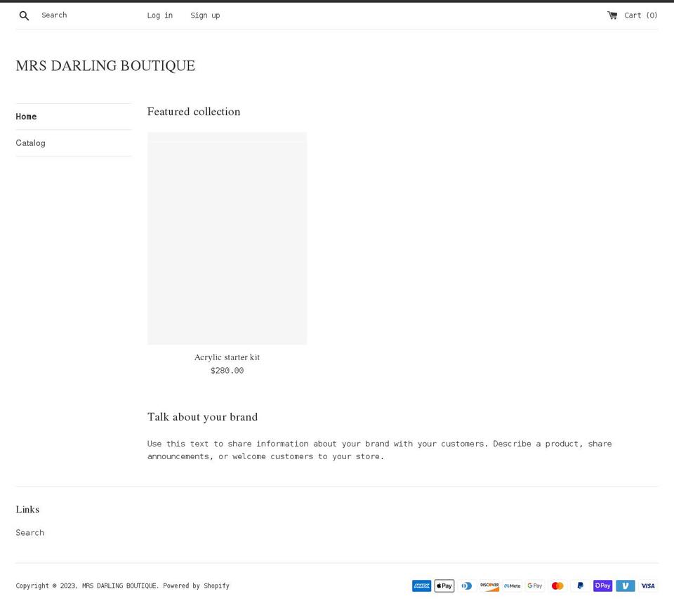 mrsdarlingboutique.com shopify website screenshot