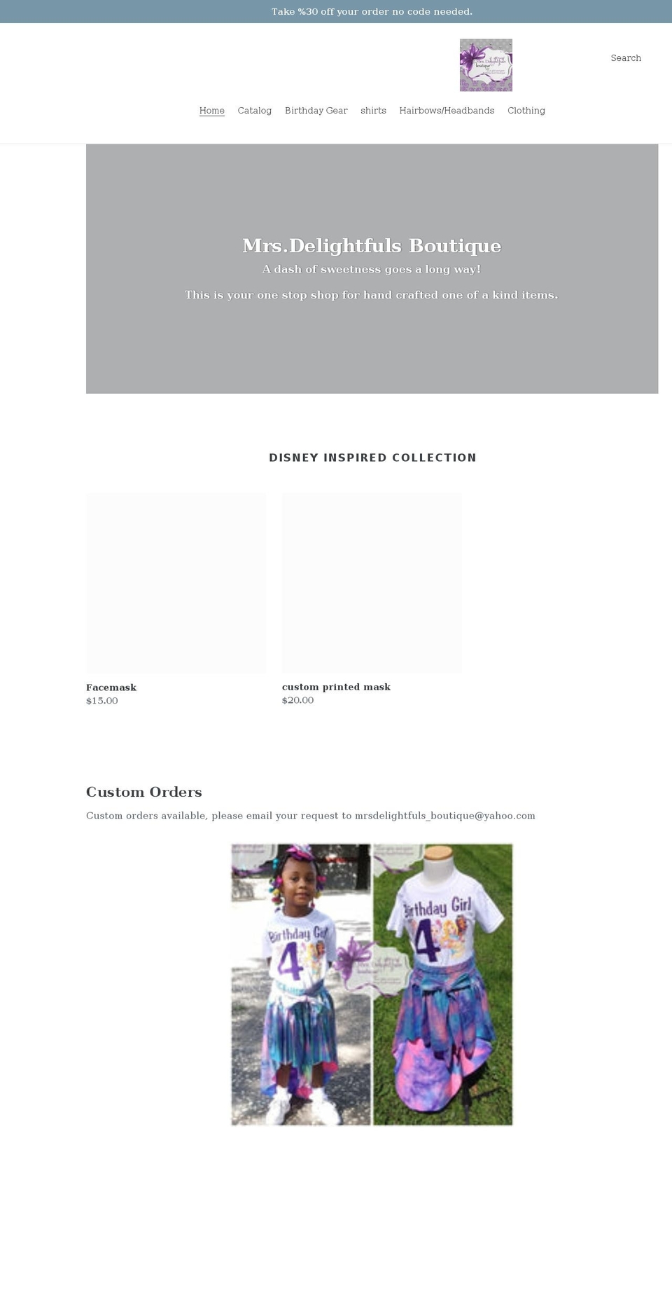mrsdelightfulsboutique.com shopify website screenshot