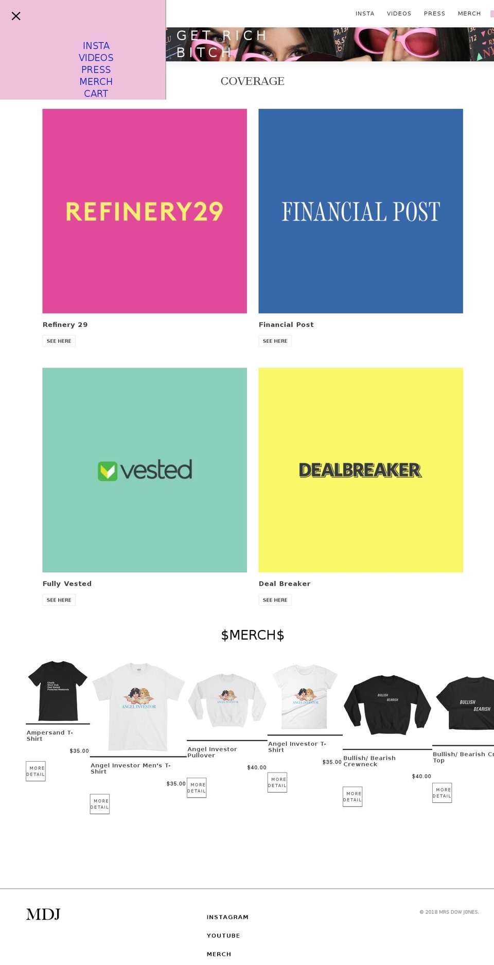 mrsdowjones.com — Shopify storefront screenshot