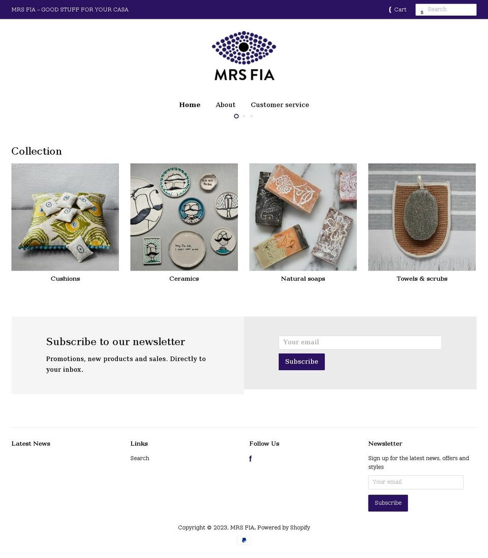 mrsfia.com shopify website screenshot