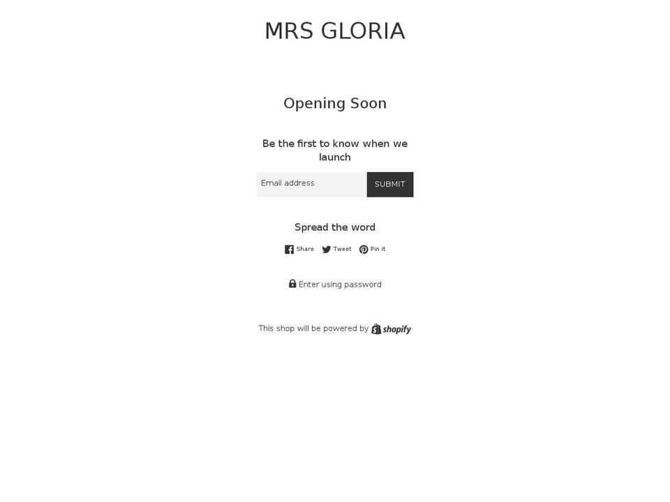 mrsgloria.com — Shopify storefront screenshot