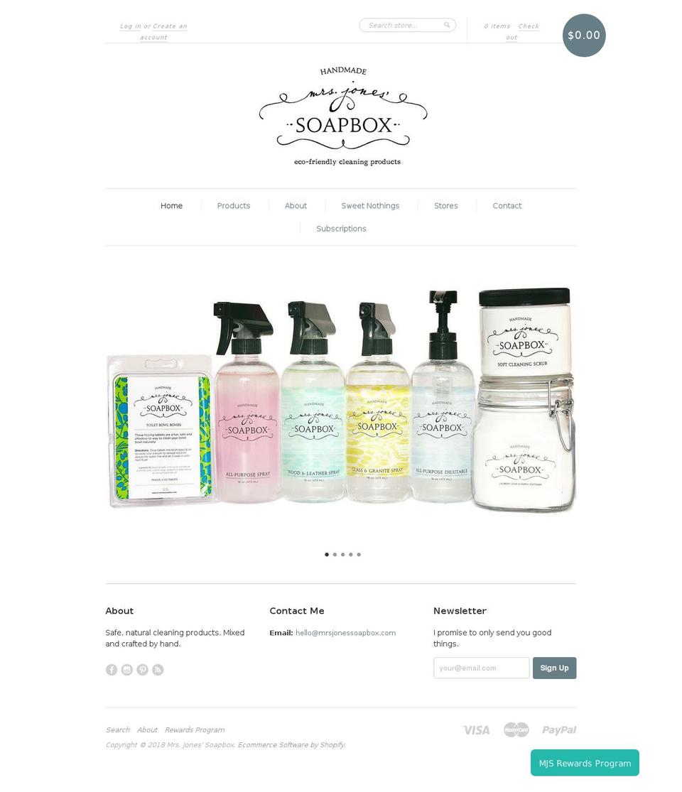 mrsjonesoapbox.com — Shopify storefront screenshot