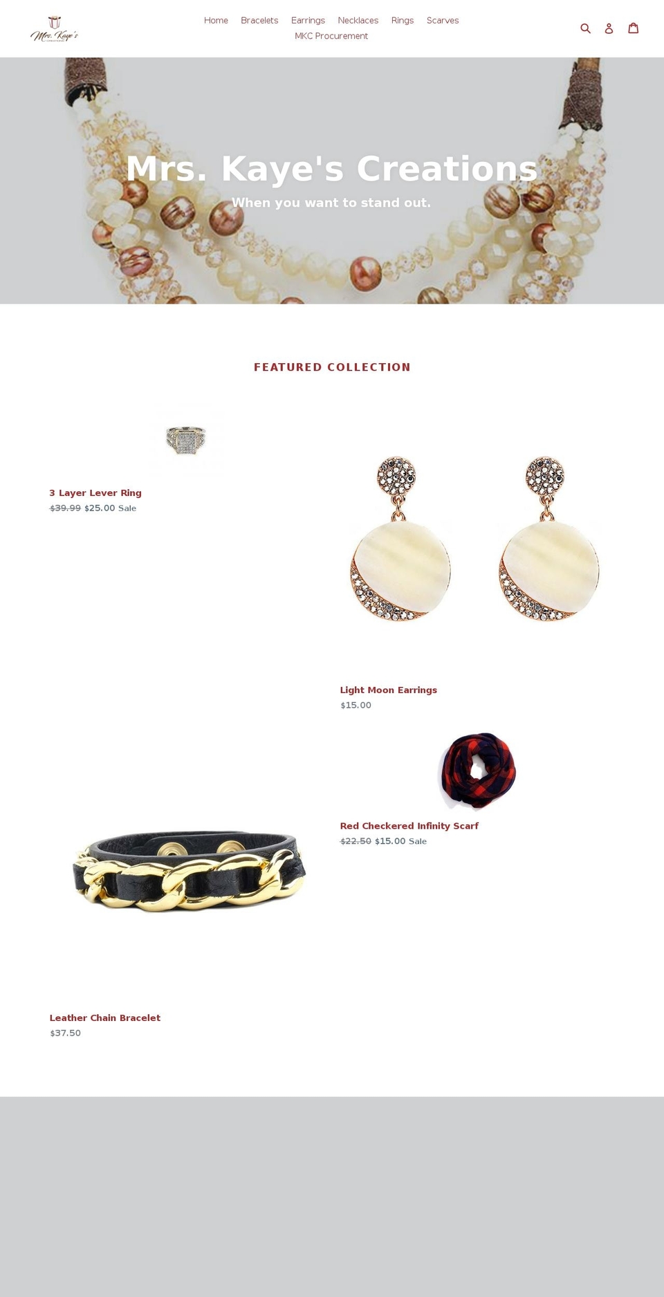 mrskayescreations.com — Shopify storefront screenshot