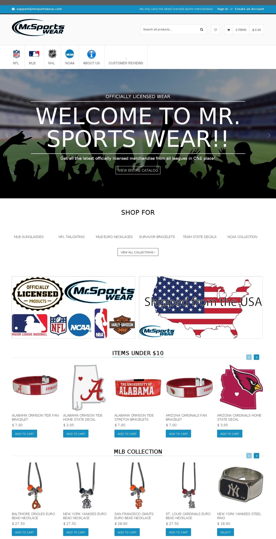 mrsportswear.com shopify website screenshot