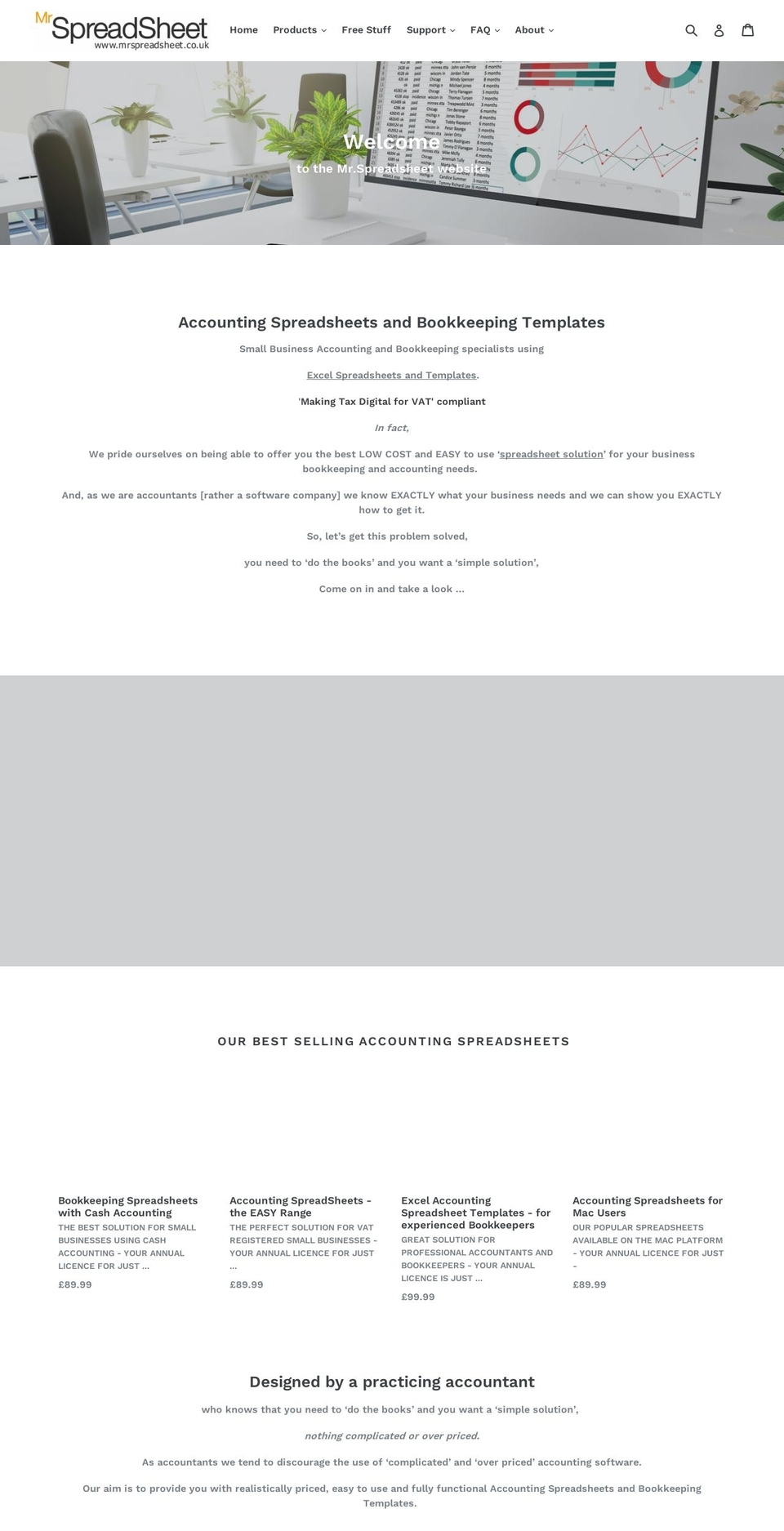 mrspreadsheet.co.uk shopify website screenshot