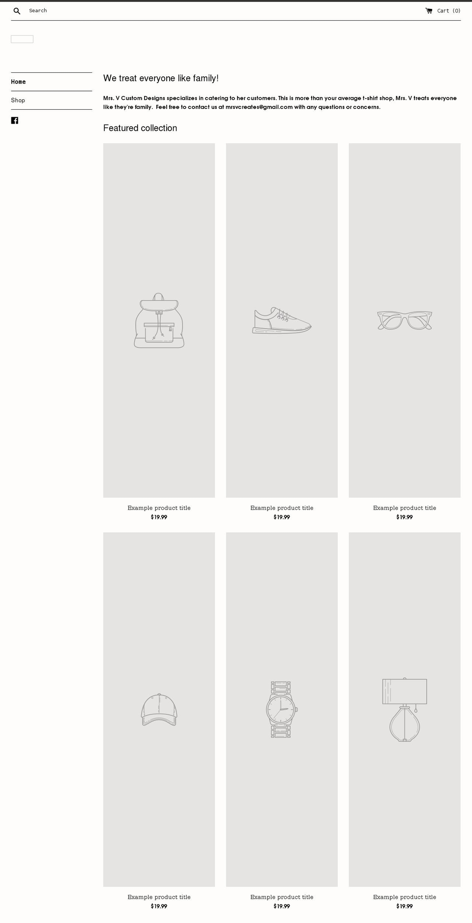 mrsvdesigns.com shopify website screenshot