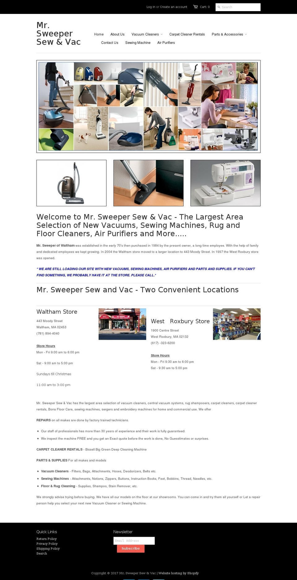 mrsweepersewandvac.com shopify website screenshot