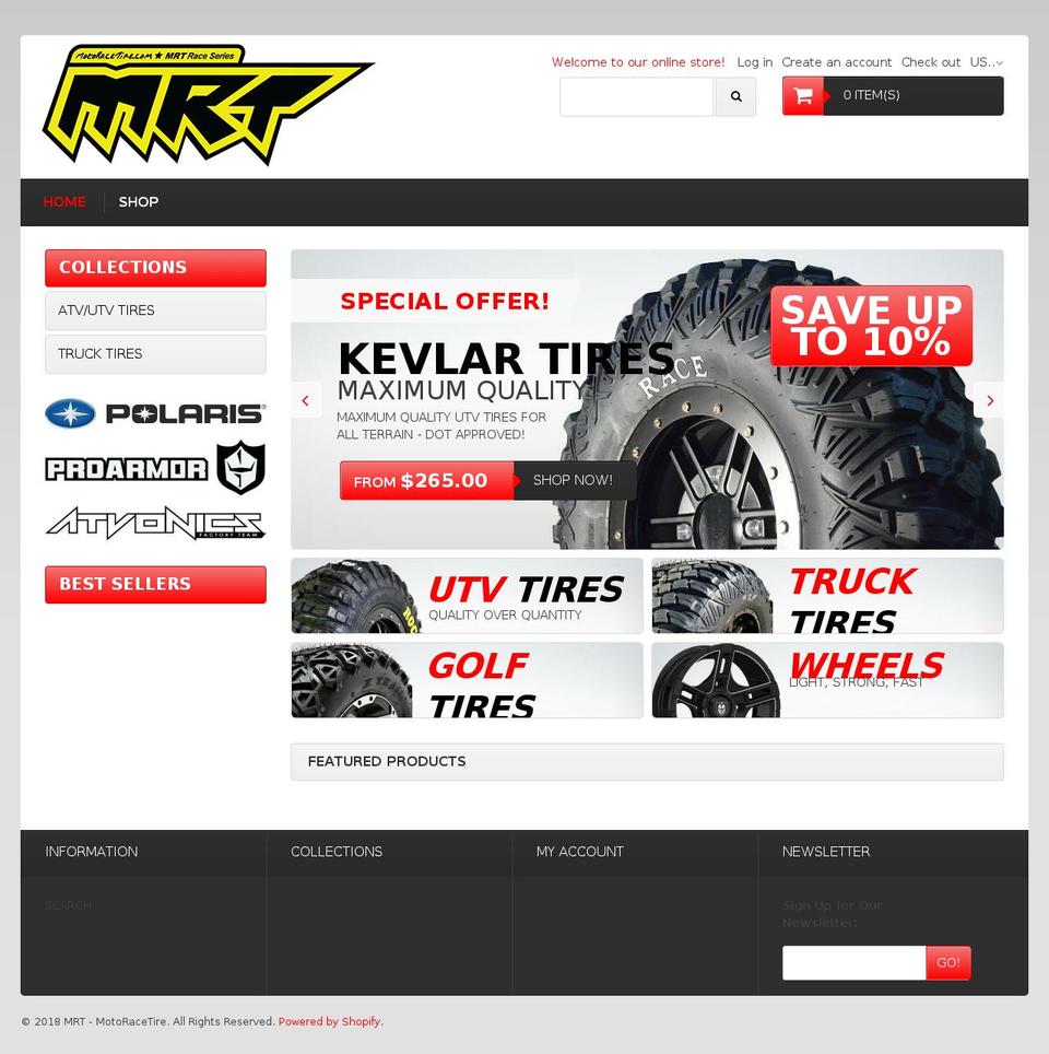 mrt.tires shopify website screenshot