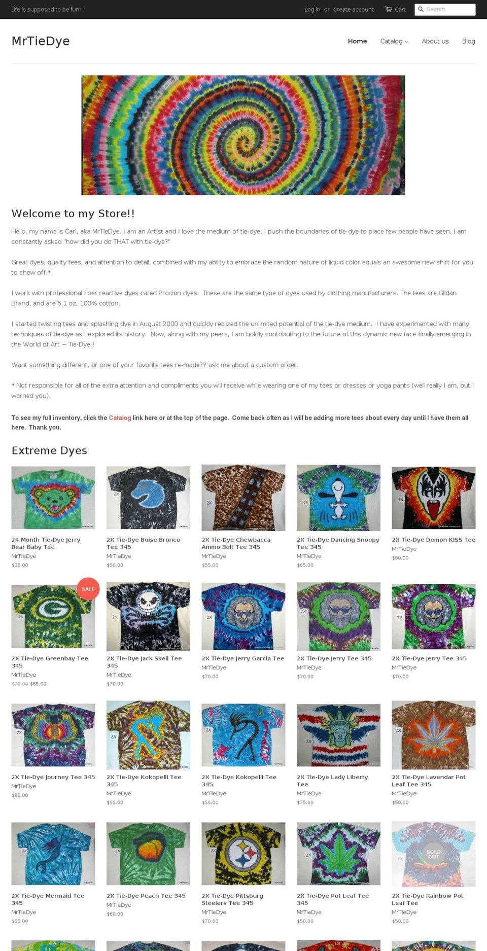 mrtiedye.com shopify website screenshot