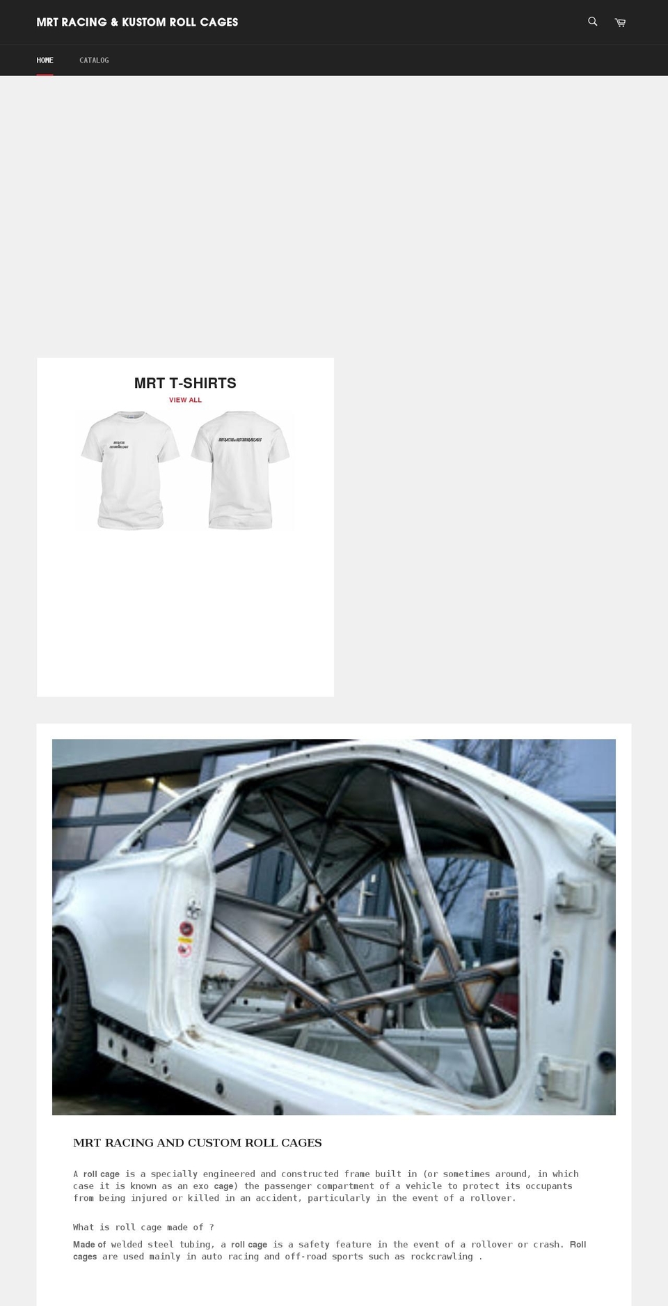 mrtracingrollcages.com shopify website screenshot