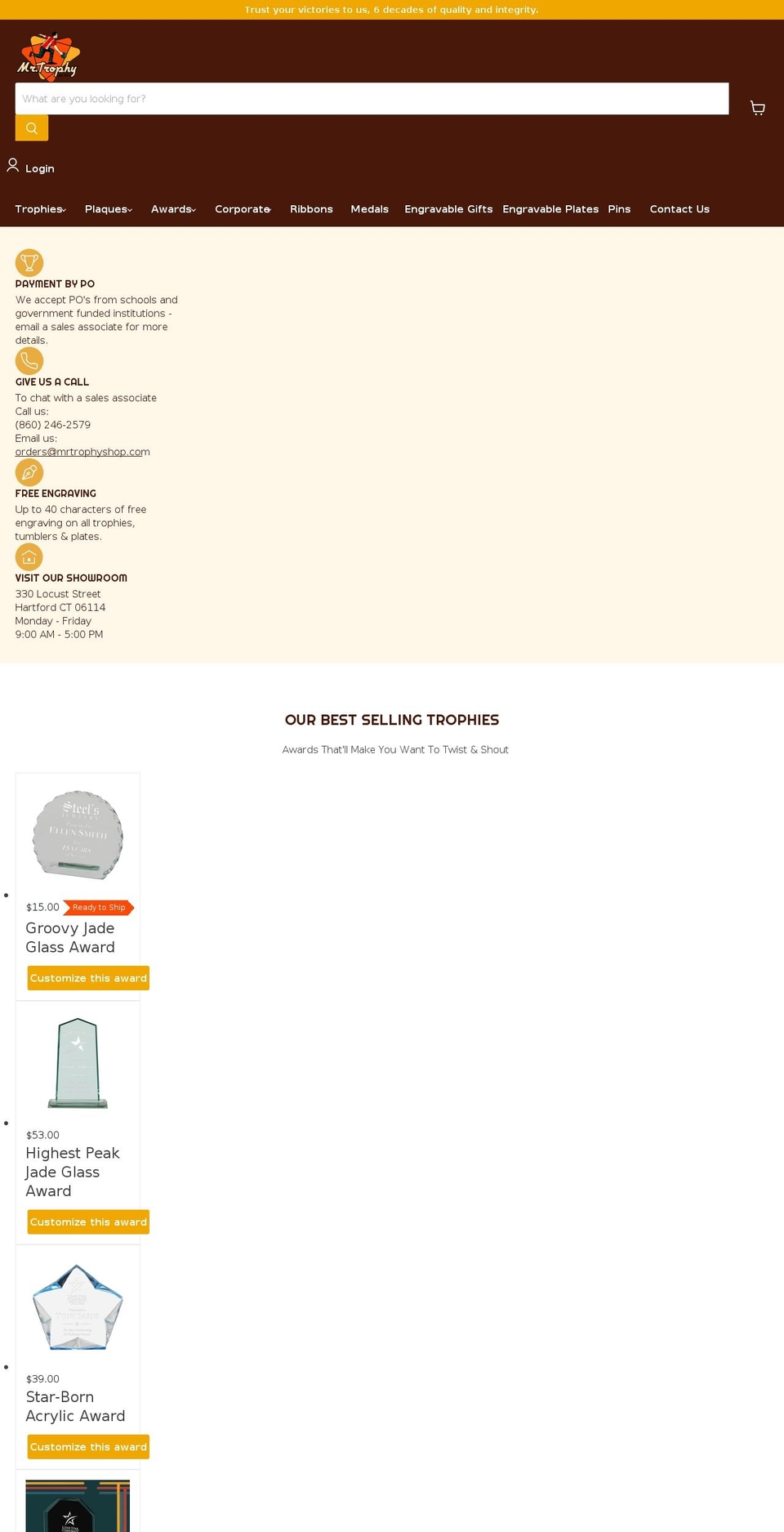 mrtrophyshop.com shopify website screenshot