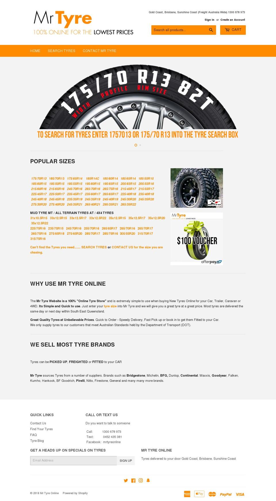 mrtyre.online shopify website screenshot