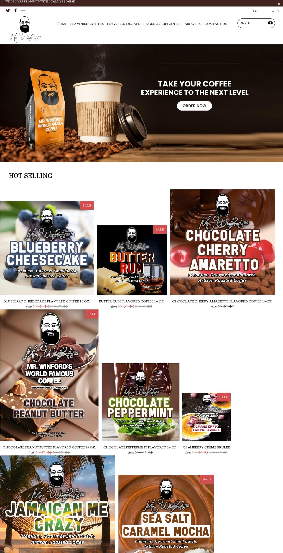 mrwinfordscoffee.com shopify website screenshot