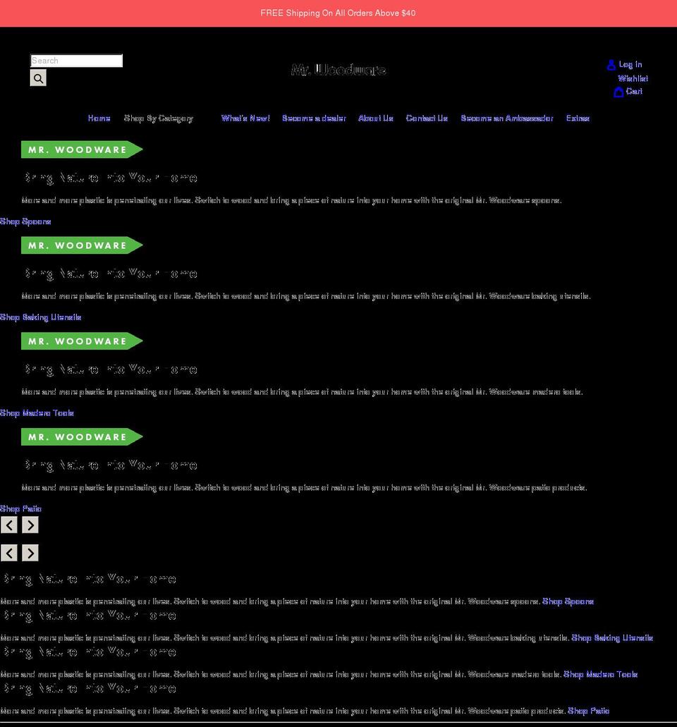 mrwoodware.com shopify website screenshot