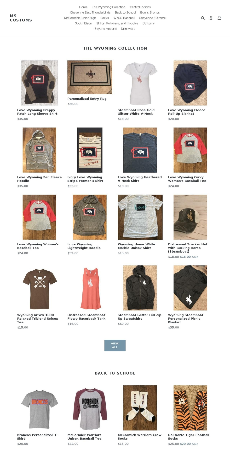 ms-customs.com — Shopify storefront screenshot