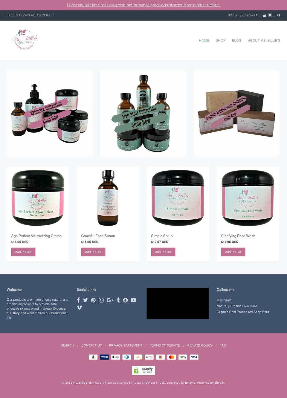 msbillies.com — Shopify storefront screenshot