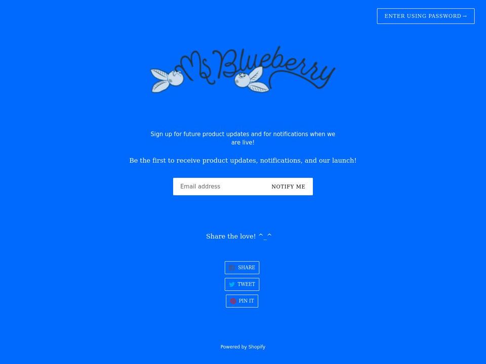 msblueberry.com shopify website screenshot