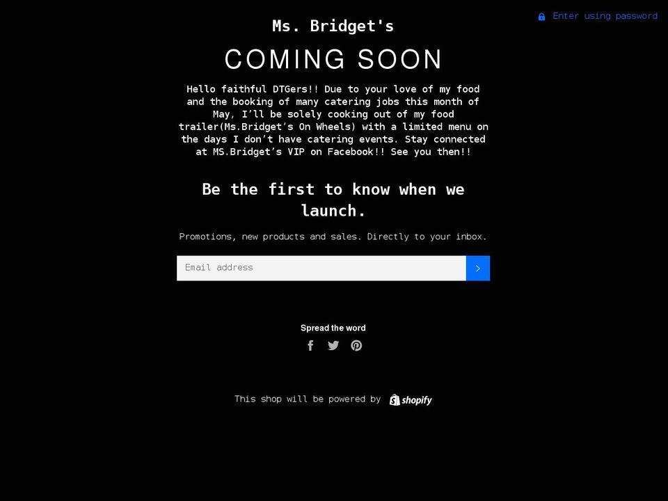msbridgetstogo.com shopify website screenshot